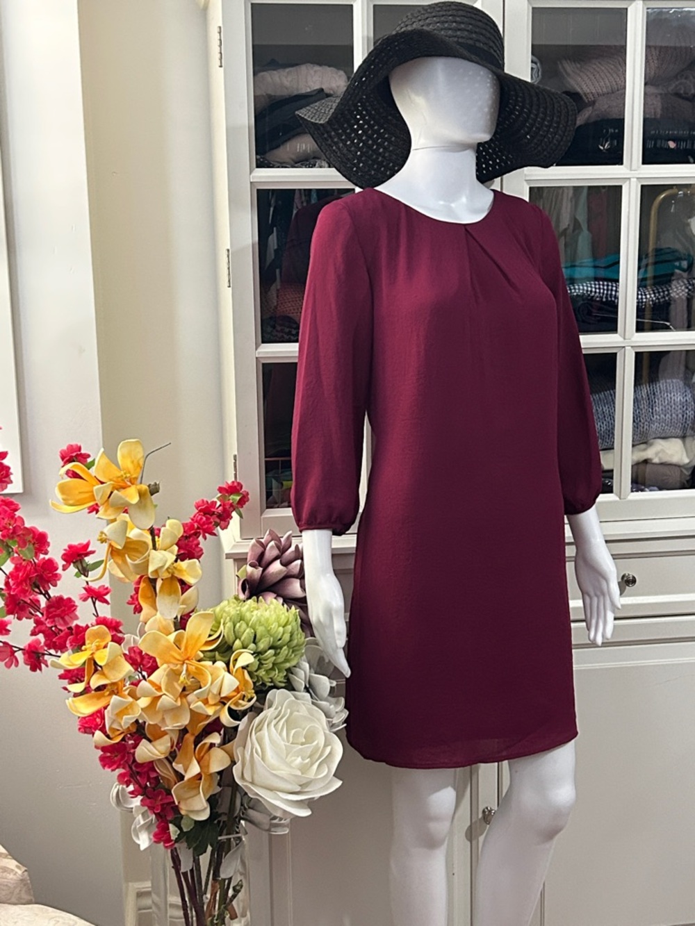 Joe Fresh BERRY colour  Long-Sleeve Shift Dress